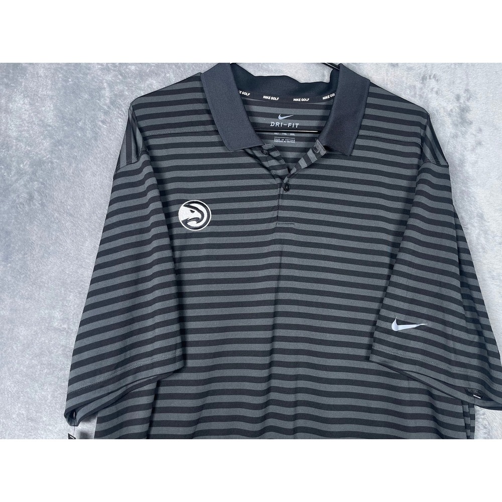 NWT Nike Golf Dri-FIT Atlanta Hawks Basketball‎ Polo Shirt Mens XXLT Black Grey